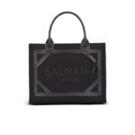 BALMAIN B-ARMY CANVAS AND LEATHER TOTE BAG