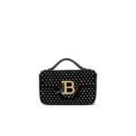 BALMAIN B-BUZZ MINI VELVET AND CRYSTAL BAG
