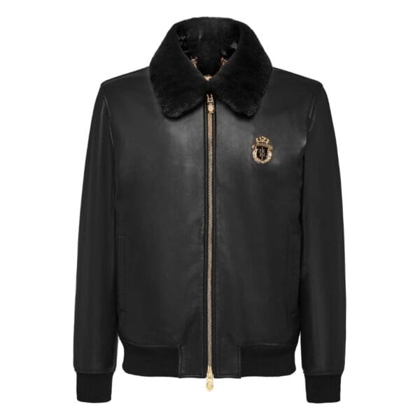 BILLIONAIRE LEATHER BOMBER WITH REAL FUR - Image 2