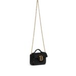 BALMAIN B-BUZZ MINI VELVET AND CRYSTAL BAG