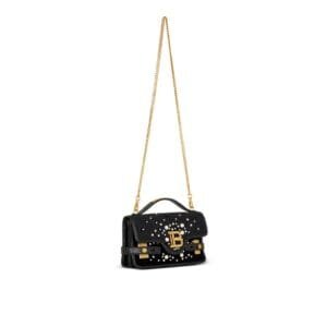 BALMAIN B-BUZZ SHOULDER 24 BAG IN EMBROIDERED VELVET