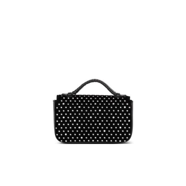 BALMAIN B-BUZZ MINI VELVET AND CRYSTAL BAG