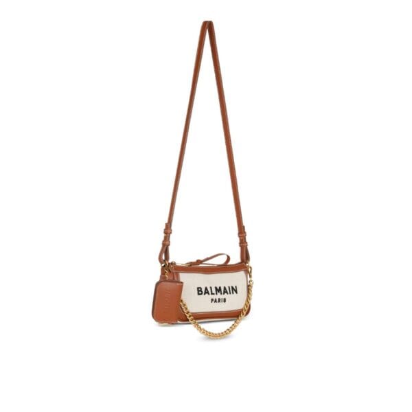 BALMAIN B-ARMY CANVAS CLUTCH BAG WITH LEATHER INSERTS