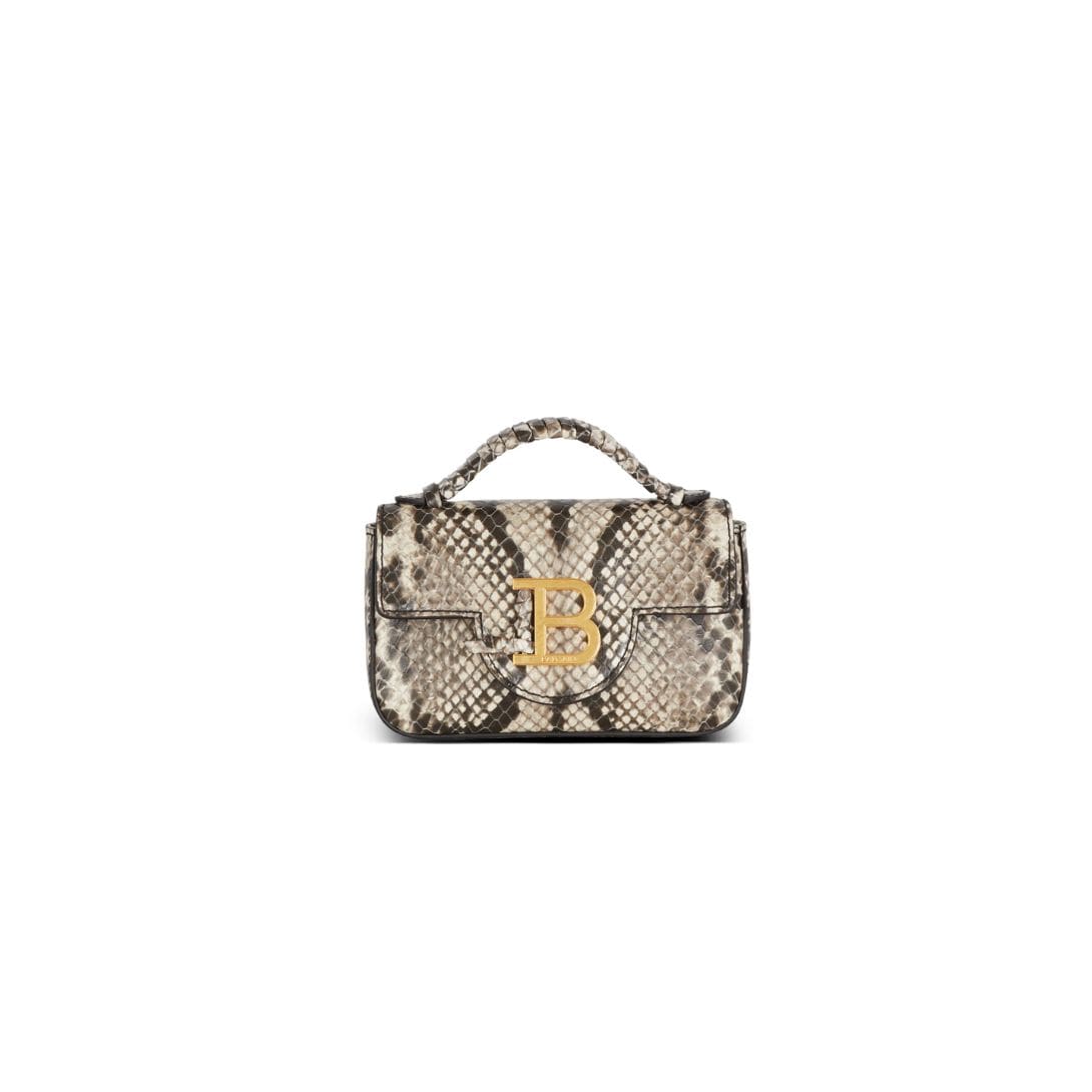 BALMAIN B-BUZZ SNAKESKIN-EFFECT LEATHER MINI BAG