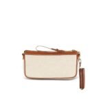 BALMAIN B-ARMY CANVAS CLUTCH BAG WITH LEATHER INSERTS