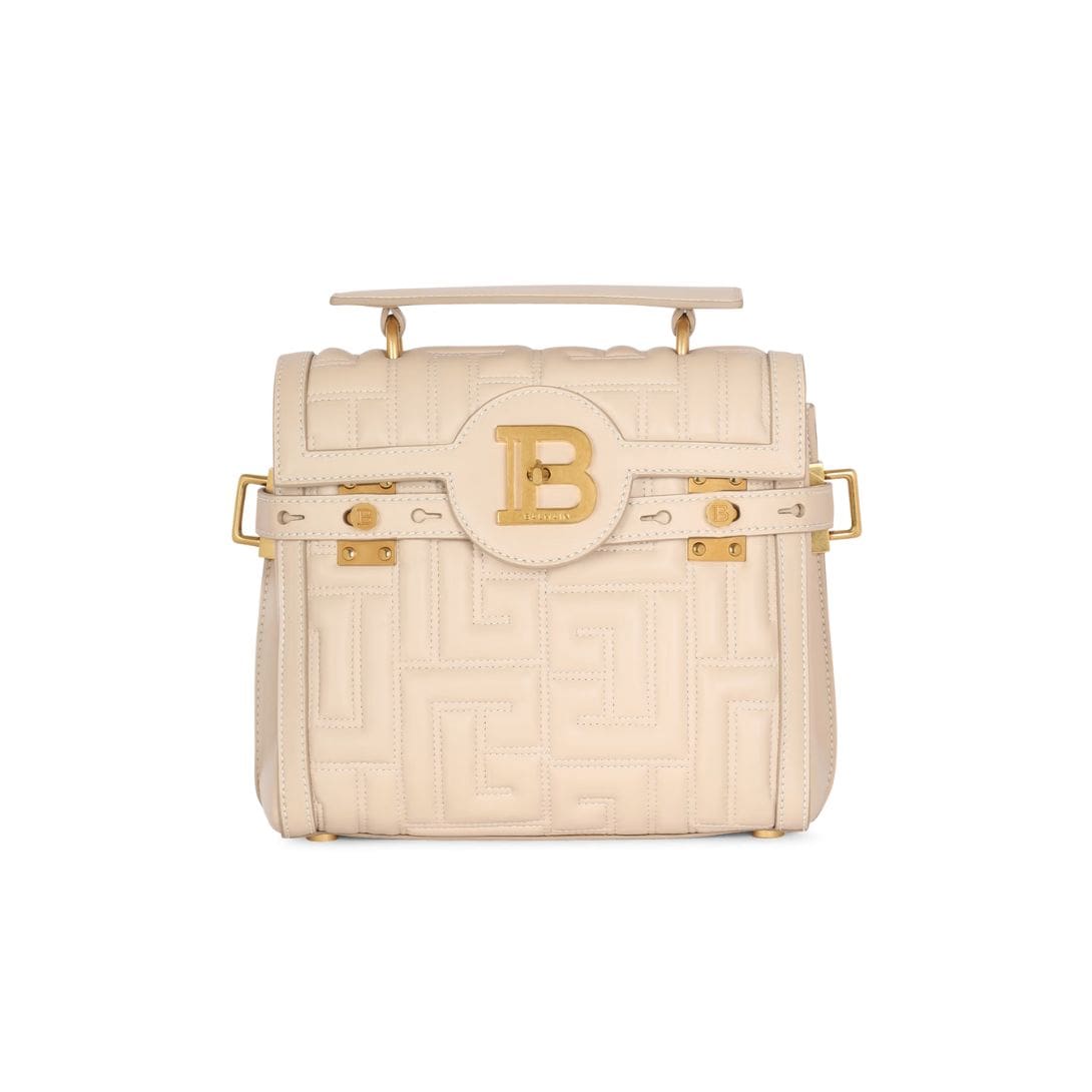 BALMAIN B-BUZZ 23 BAG IN MONOGRAM QUILTED LEATHER