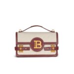 BALMAIN B-BUZZ 24 CANVAS AND LEATHER BAG
