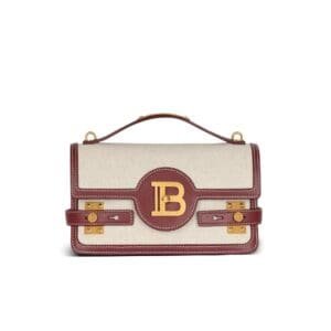 BALMAIN B-BUZZ 24 CANVAS AND LEATHER BAG