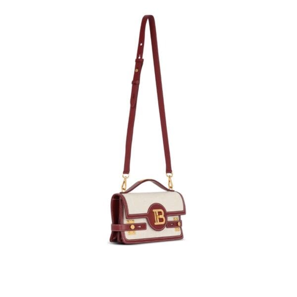 BALMAIN B-BUZZ 24 CANVAS AND LEATHER BAG