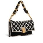 BALMAIN 1945 SOFT VELVET AND PEARL CLUTCH