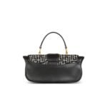 BALMAIN BLAZE LEATHER CLUTCH BAG WITH JACQUARD MONOGRAM
