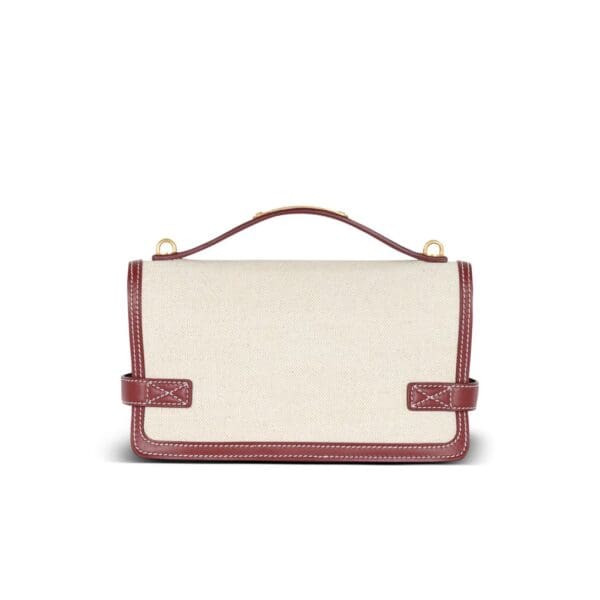 BALMAIN B-BUZZ 24 CANVAS AND LEATHER BAG
