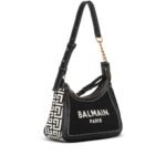 BALMAIN B-ARMY MONOGRAMMED CANVAS AND SMOOTH LEATHER HANDBAG