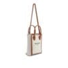 BALMAIN ECRU CANVAS B-ARMY 26 BAG WITH BROWN LEATHER PANELS - Image 3