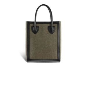 BALMAIN CANVAS B-ARMY 26 BAG WITH LEATHER PANELS