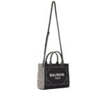 BALMAIN B-ARMY MONOGRAMMED CANVAS AND SMOOTH LEATHER TOTE BAG