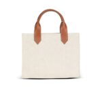 BALMAIN B-ARMY SMALL CANVAS SHOPPING BAG WITH LEATHER INSERTS