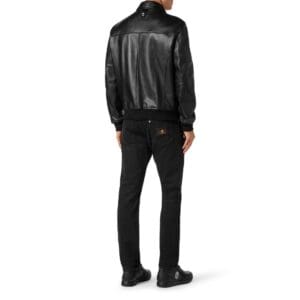 BILLIONAIRE LEATHER BOMBER WITH PYTONE INSERTS