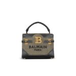 BALMAIN B-BUZZ 22 TOP-HANDLE BAG IN CANVAS AND LEATHER