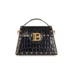 BALMAIN B-BUZZ DYNASTY BAG IN CROCODILE-PRINT LEATHER
