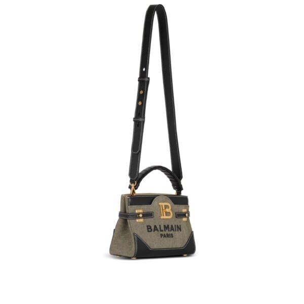 BALMAIN B-BUZZ 22 TOP-HANDLE BAG IN CANVAS AND LEATHER - Image 2