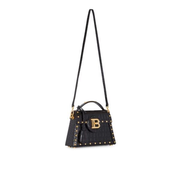 BALMAIN B-BUZZ DYNASTY BAG IN CROCODILE-PRINT LEATHER
