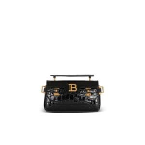 BALMAIN B-BUZZ 19 BAG IN CROCODILE-PRINT LEATHER