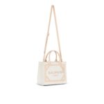 BALMAIN B-ARMY CANVAS AND LEATHER TOTE BAG