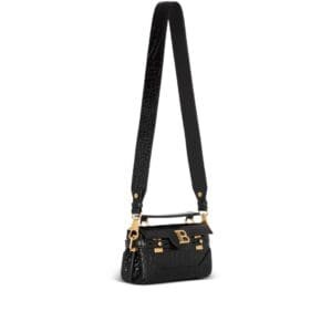 BALMAIN B-BUZZ 19 BAG IN CROCODILE-PRINT LEATHER