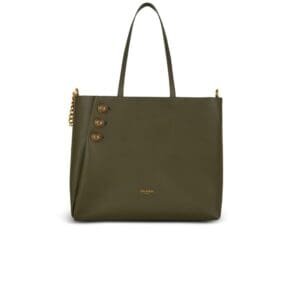 BALMAIN EMBLÈME LEATHER TOTE BAG