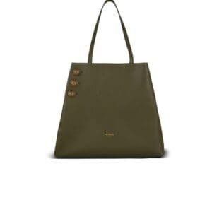 BALMAIN B-BUZZ 24 CANVAS AND LEATHER BAG