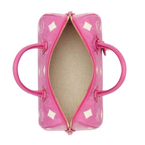 MCM Medium Ella Boston Bag in Maxi Visetos Pink