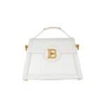 BALMAIN B-BUZZ DYNASTY BAG IN GRID-EMBOSSED CALFSKIN