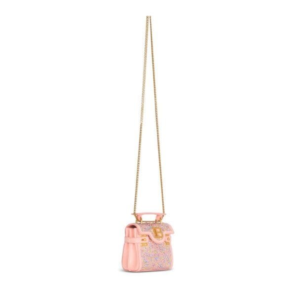 BALMAIN B-BUZZ MINI 12 BAG IN SUEDE AND RHINESTONES