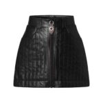 LOUIS VUITTON PINSTRIPE LEATHER ZIP UP MINI SKIRT