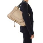 CHLOE MARCIE LARGE DOUBLE CARRY BAG FLORAL GREY