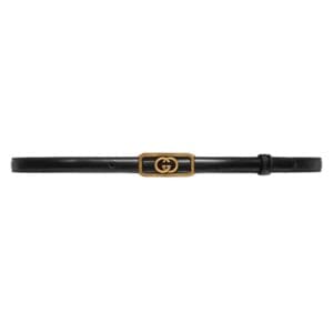 GUCCI THIN BELT WITH INTERLOCKING G BUCKLE IN BLACK