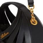 BALMAIN CALFSKIN BASKET BAG WITH AN OPENWORK GRID MOTIFI