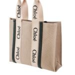 CHLOE LARGE WOODY TOTE BAG WHITE & BLUE