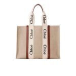 CHLOE LARGE WOODY TOTE BAG WHITE & BROWN