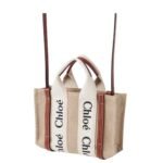 CHLOE MINI WOODY TOTE BAG WHITE & BROWN