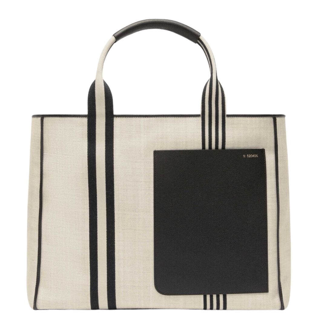 VALEXTRA BROWN FABRIC LARGE TOTE BAG