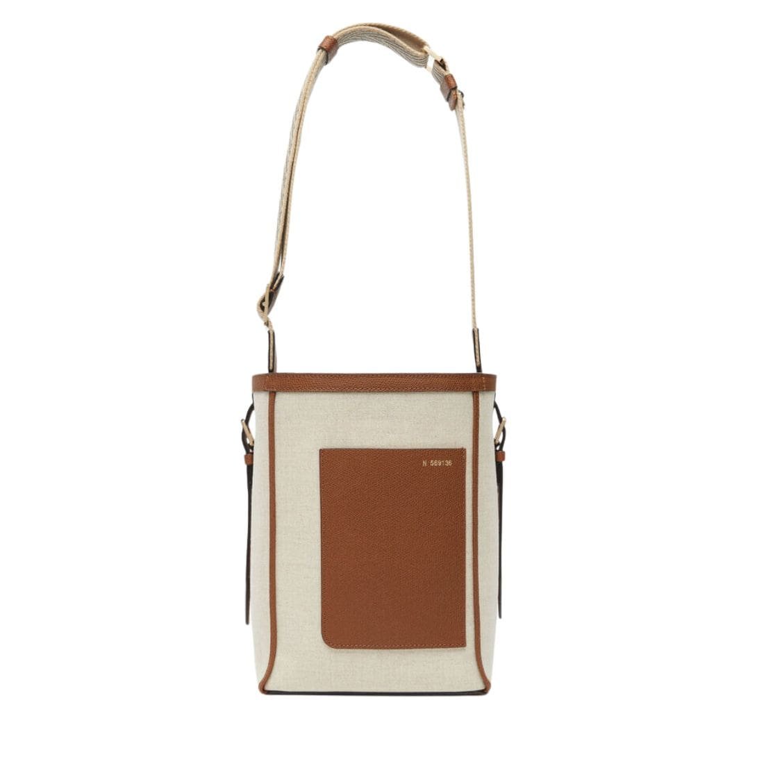 VALEXTRA SOFT CANVAS BUCKET MINI BAG