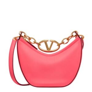 VALENTINO GARAVANI VLOGO MOON MINI HOBO BAG IN NAPPA LEATHER WITH CHAIN
