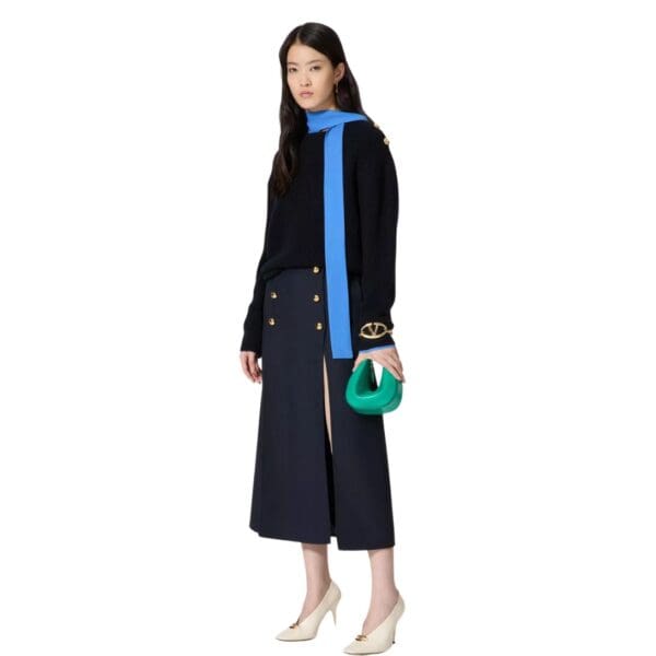 VALENTINO GARAVANI VLOGO MOON MINI HOBO BAG IN NAPPA LEATHER WITH CHAIN