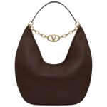 VALENTINO GARAVANI MAXI VLOGO MOON NAPPA LEATHER HOBO BAG WITH CHAIN