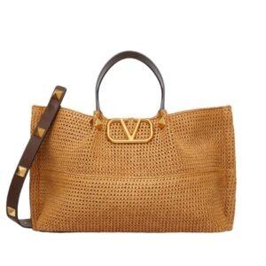 VALENTINO GARAVANI MEDIUM SHOPPING BAG IN SYNTHETIC RAFFIA
