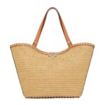 VALENTINO GARAVANI ROCKSTUD WOVEN RAFFIA SHOPPING BAG