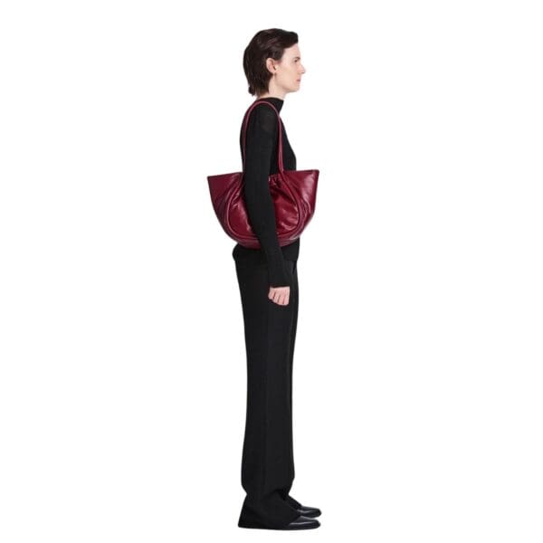 PROENZA LARGE RUCHED TOTE IN PUFFY NAPPA GARNET