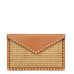VALENTINO GARAVANI ROCKSTUD RAFFIA CLUTCH BAG